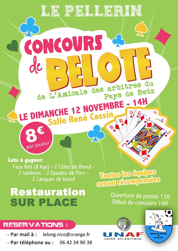 Affiche belote 2017 Amicale des Arbitres du Pays de Retz